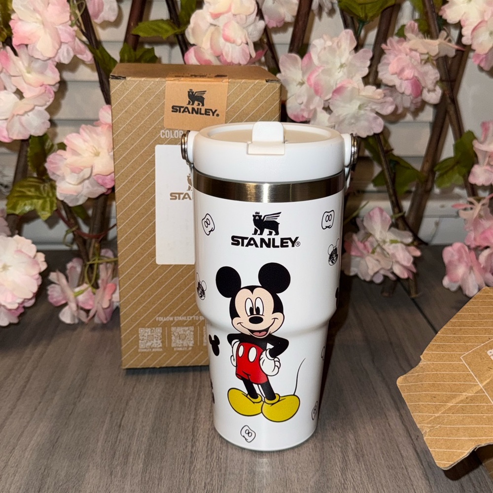 Stanley White and Black Mickey Mouse Travel Mug